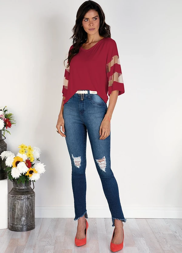 Quintess - Blusa Bordô em Malha de Viscose 3