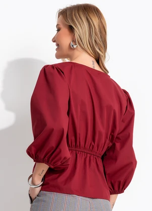 Quintess - Blusa Bordô em Tricoline - QUINTESS