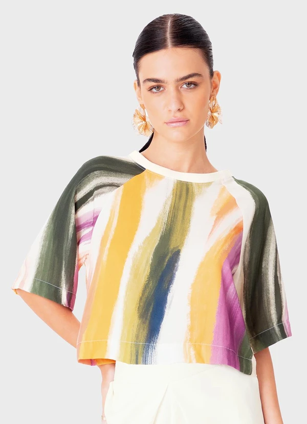Enfim - Blusa Box Abstrata Verde 1