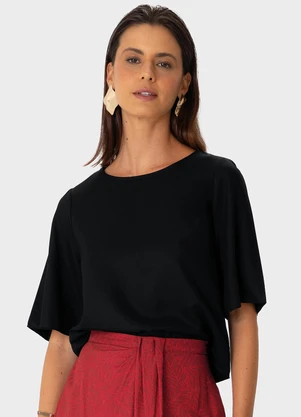 Enfim - Blusa Box em Crepe Preto - ENFIM