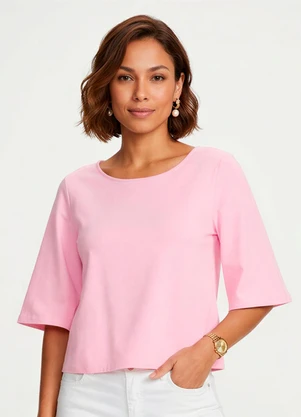 Enfim - Blusa Box em Crepe Rosa Claro - ENFIM