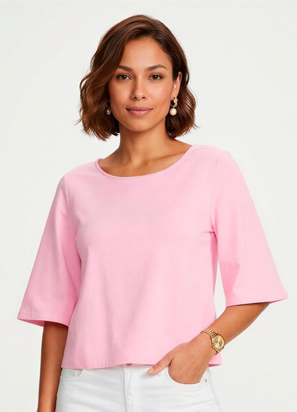 Enfim - Blusa Box em Crepe Rosa Claro 1