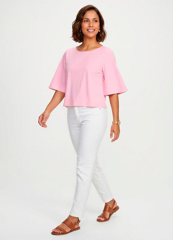 Enfim - Blusa Box em Crepe Rosa Claro 2