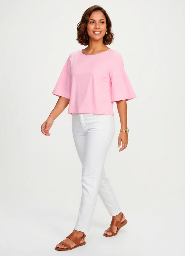 Enfim - Blusa Box em Crepe Rosa Claro 2