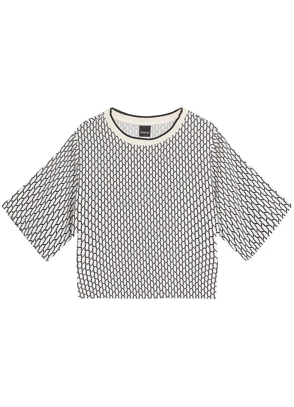 Enfim - Blusa Box Geométrica em Viscose Branco