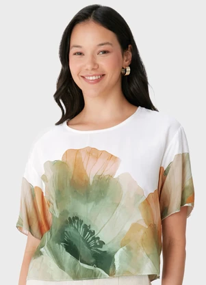 Malwee - Blusa Box Tropical Branco - MALWEE