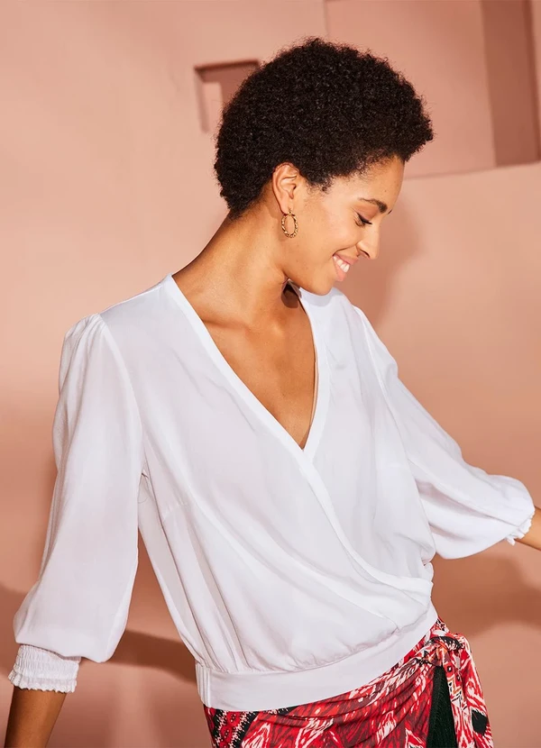 bonprix - Blusa Branca em Viscose Plana. 8