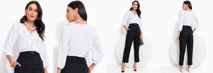 Blusa Branca em Viscose Plana
