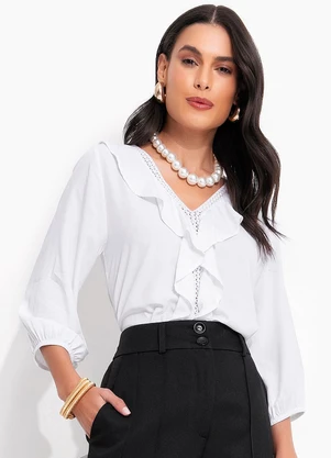 Quintess - Blusa Branca em Viscose Plana - QUINTESS