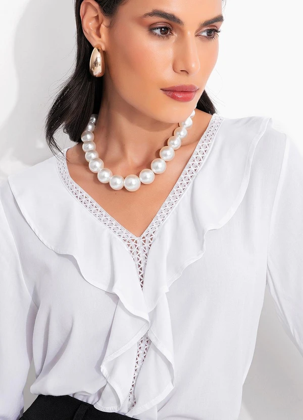 Quintess - Blusa Branca em Viscose Plana