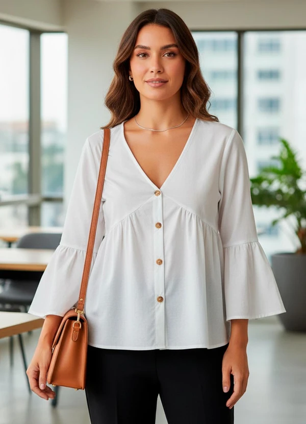 Quintess - Blusa Branca em Voil