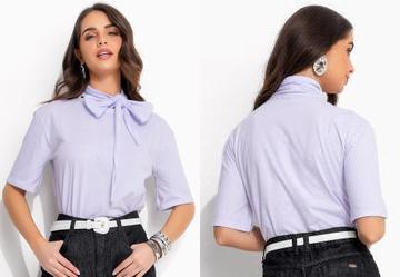 Blusa Branco em Malha de Algodo Penteado