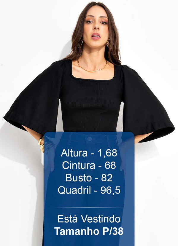 Colcci - Blusa Canelada Detalhe Linho Preto 5