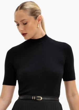 Principessa - Blusa Canelada Gola Alta Preto Adri - PRINCIPESSA