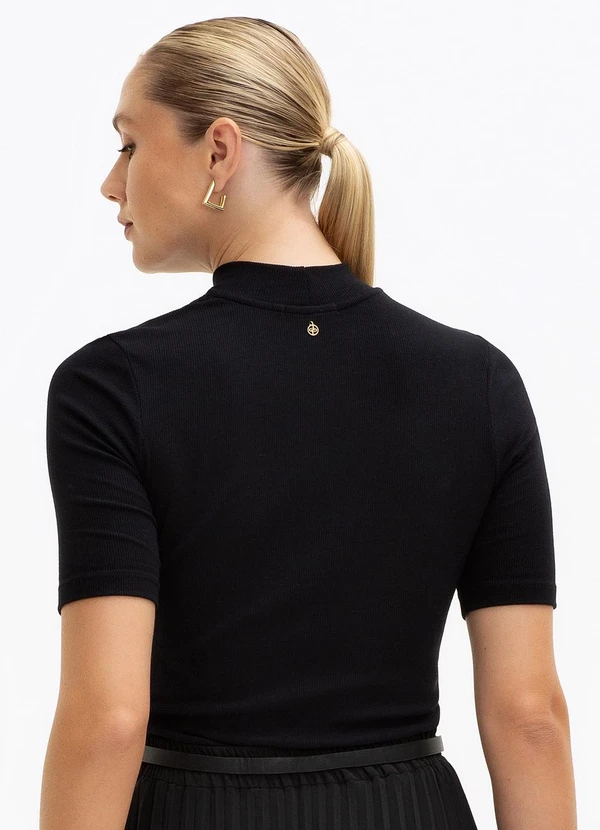 Principessa - Blusa Canelada Gola Alta Preto Adri 2