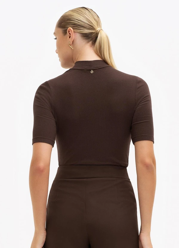Principessa - Blusa Canelada Gola Alta Marrom Sofia 2