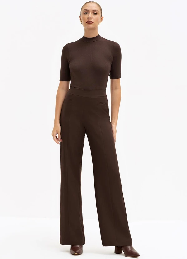 Principessa - Blusa Canelada Gola Alta Marrom Sofia 3