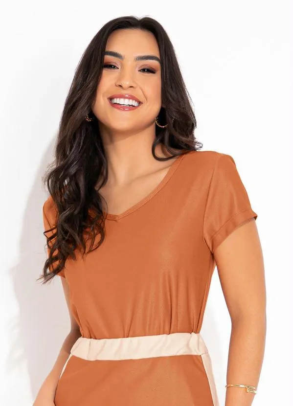 Rosalie - Blusa Caramelo com Manga Curta