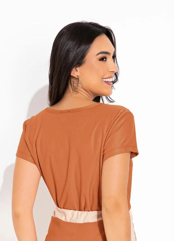 Rosalie - Blusa Caramelo com Manga Curta 2