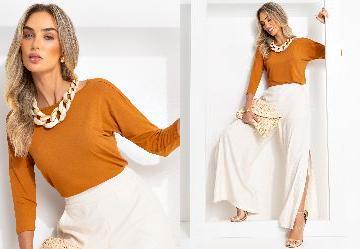 Blusa Caramelo com Mangas 3/4
