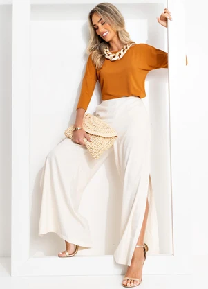 Quintess - Blusa Caramelo com Mangas 3/4 - QUINTESS