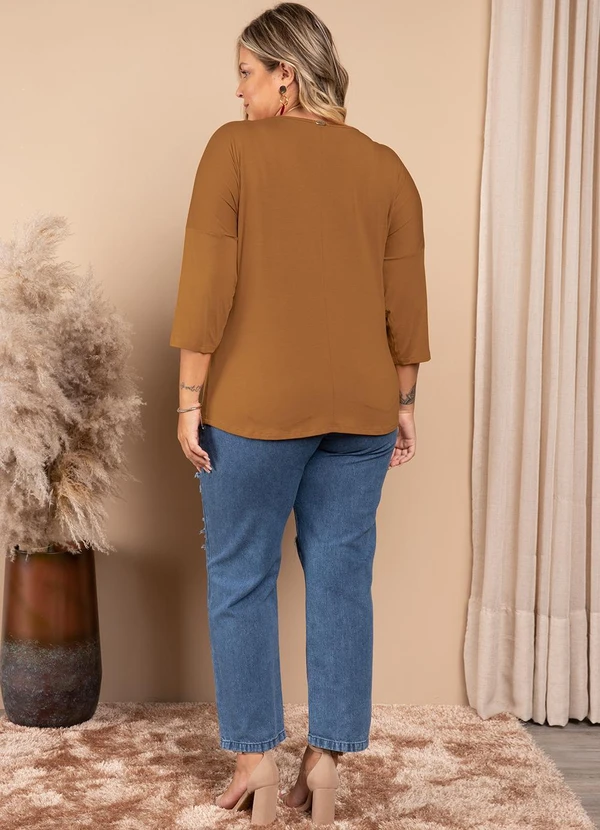 Quintess - Blusa Caramelo com Mangas 3/4 7
