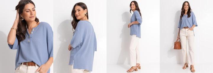 Blusa Cinza em Malha de Tricot