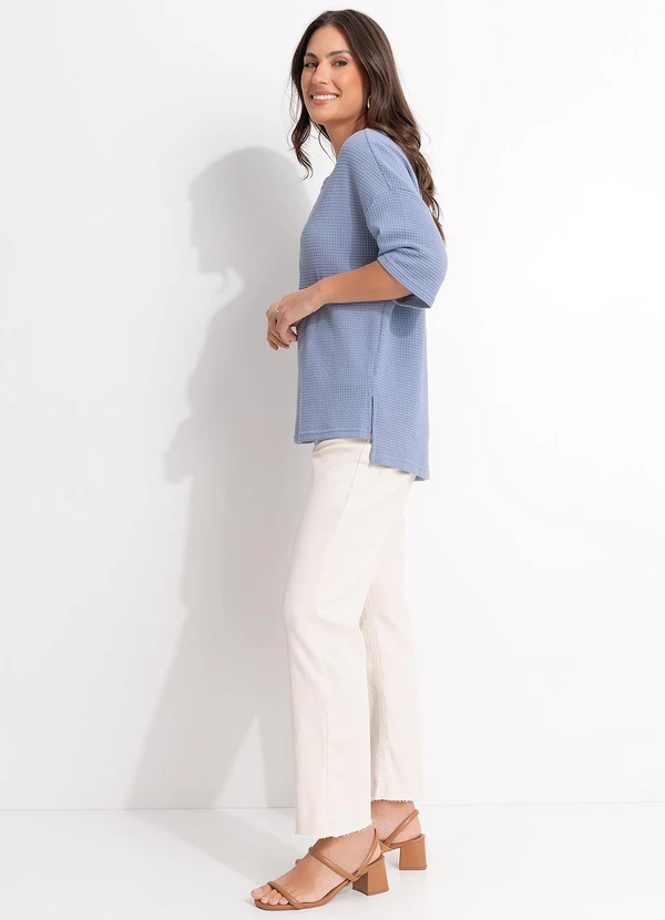 Quintess - Blusa Azul em Malha de Tricot 3