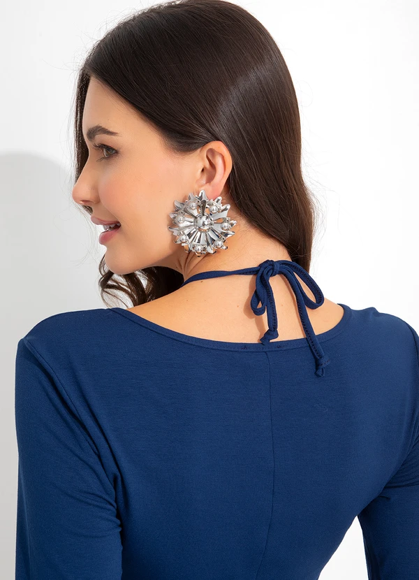 bonprix - Blusa com Amarração Azul Marinho 4