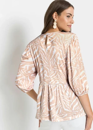 bonprix - Blusa com Babado Zebra Laranja - BONPRIX