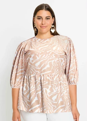 bonprix - Blusa com Babado Zebra Laranja - BONPRIX