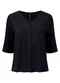 Lunender - Blusa com Decote em V e Mangas 3/4 Crepe Verde - variação: Preto
