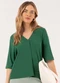 Lunender - Blusa com Decote em V e Mangas 3/4 Crepe Verde - variação: Verde