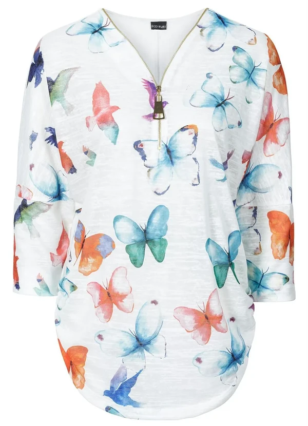 bonprix - Blusa com Estampa de Borboleta Branca/Estampada 8