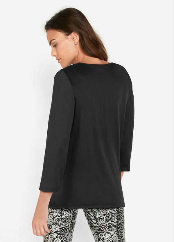 Queima Estoque - Blusa com Estampa Manga 3/4 Preta 4