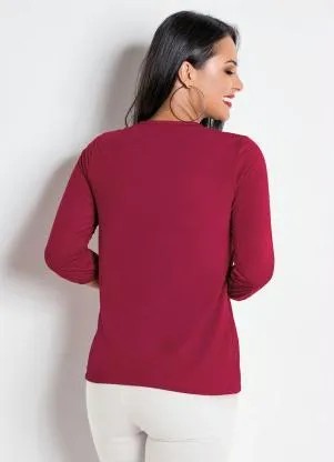 Moda Pop - Blusa com Gota e Amarração Frontal Cereja - MODA POP