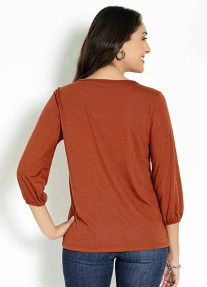 Moda Pop - Blusa com Gota e Amarração Frontal Ferrugem - MODA POP