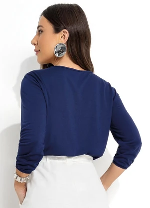 Moda Pop - Blusa com Gota e Amarração Frontal Marinho - MODA POP