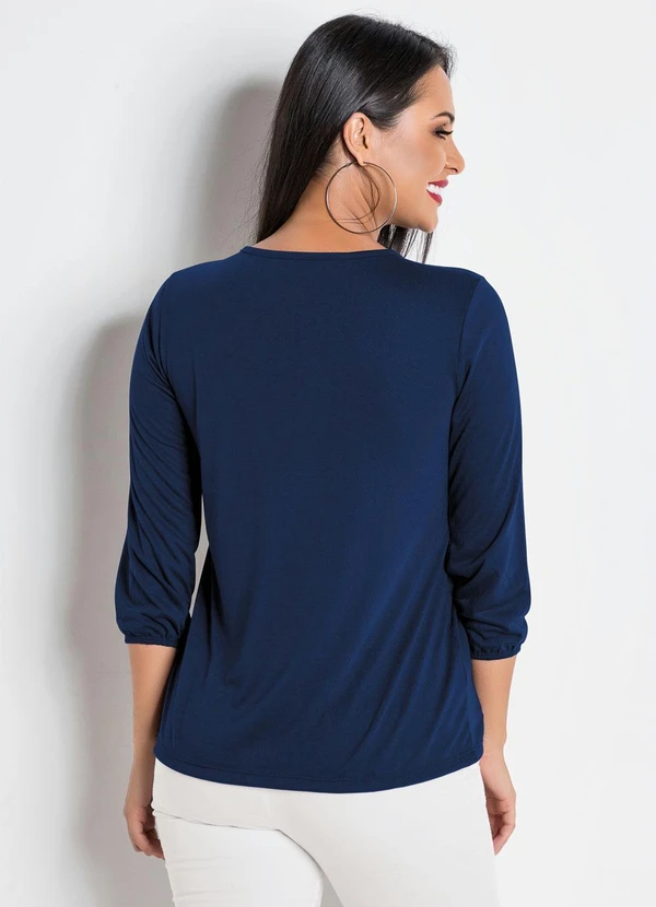 Moda Pop - Blusa com Gota e Amarração Frontal Marinho 6