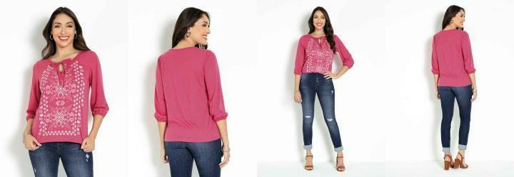 Blusa com Gota e Amarrao Frontal Rosa