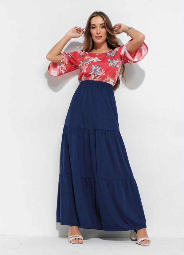 Outlet - Blusa com Manga 7/8 Floral Coral Moda Evangélica 3