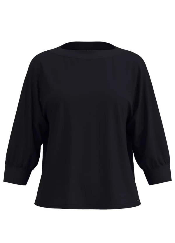 Lunender - Blusa com Mangas 3/4 em Malha Responsável Preto