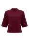 Lunender - Blusa com Mangas 3/4 em Malha Texturizada Preto - variação: Bordo