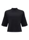 Lunender - Blusa com Mangas 3/4 em Malha Texturizada Preto - variação: Preto