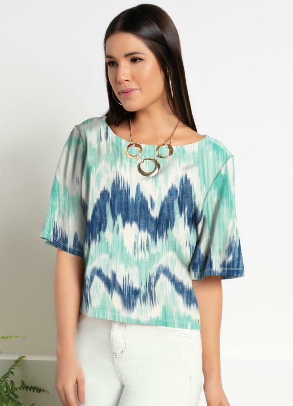 Quintess - Blusa com Mangas 3/4 Tie Dye Azul