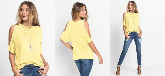 Blusa com Ombros Vazados Amarela