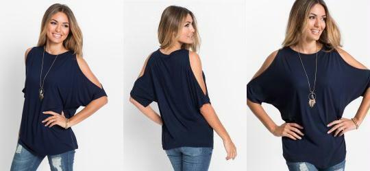 Blusa com Ombros Vazados Azul