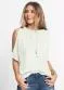 bonprix - Blusa com Ombros Vazados Verde - variação: Off White