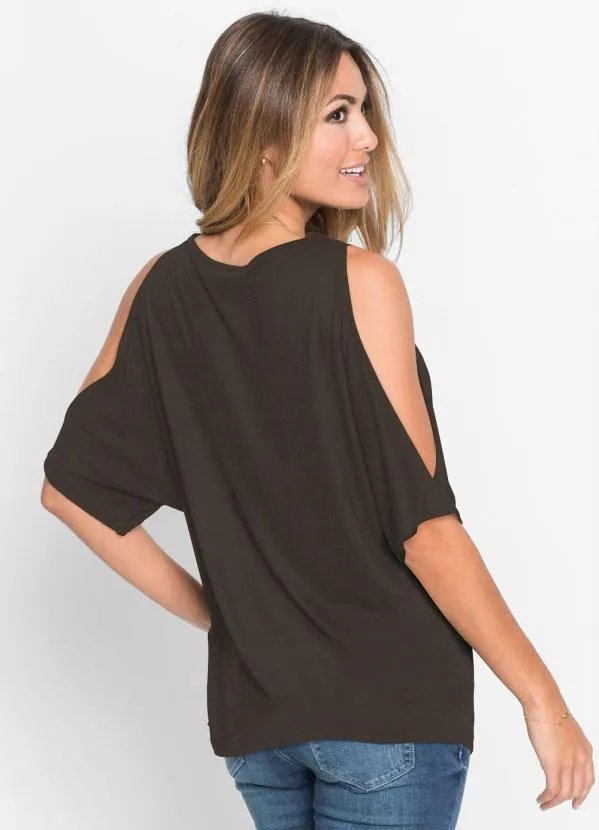 bonprix - Blusa com Ombros Vazados Preta 3