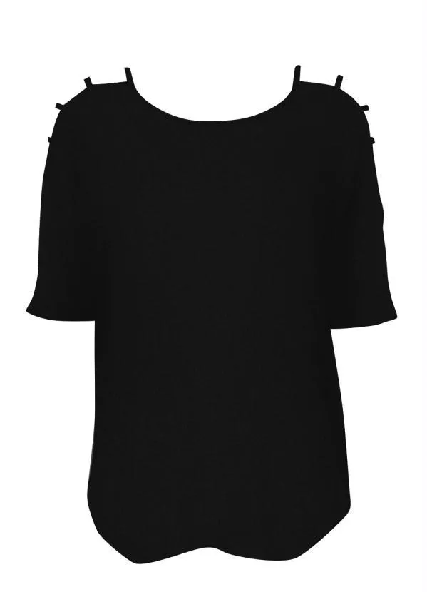 bonprix - Blusa com Tiras nos Ombros Preta